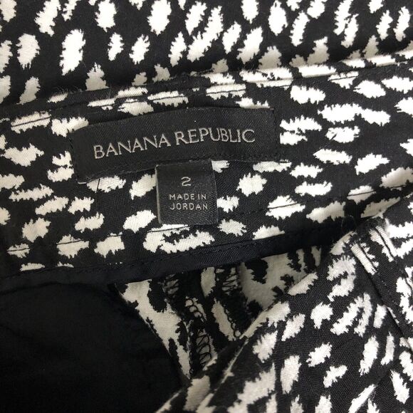 BANANA REPUBLIC Black White Polka Dot Dress Pants Slim Leg Size 2 - Picture 4 of 6